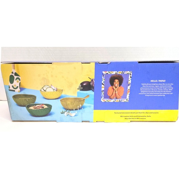 NEW Tabitha Brown Stoneware Avocado Dip Bowls Set of 4 Green Yellow - Picture 5 of 5